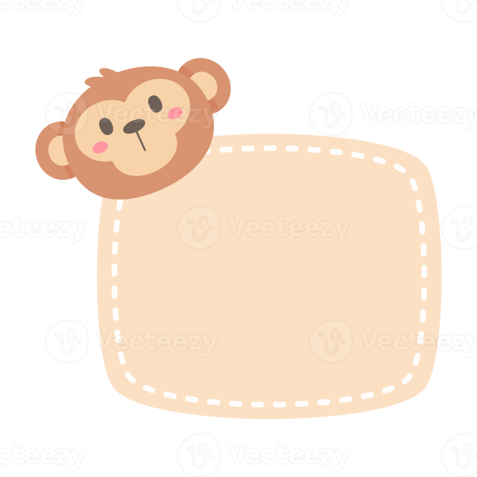 cute wild animal cartoon text frame for decorating schedule notebook png