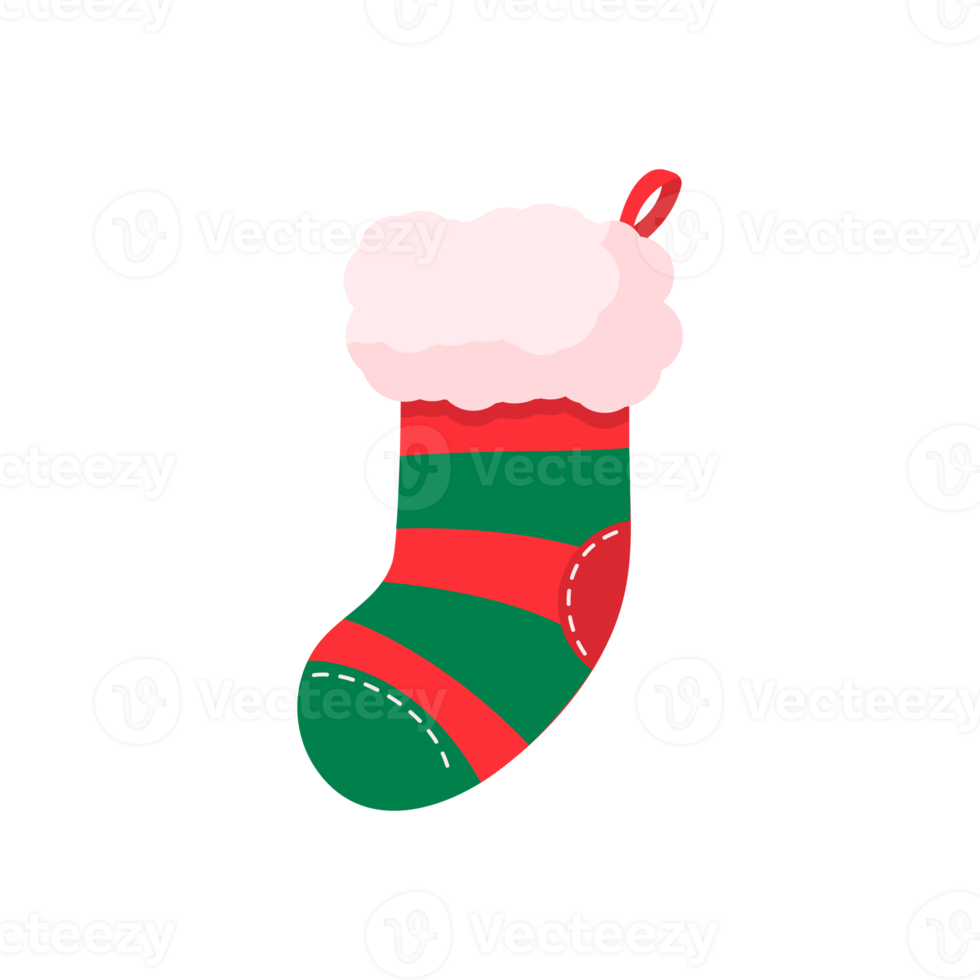 chaussettes de noël. chaussettes rouges et vertes avec divers motifs pour les décorations de Noël. png