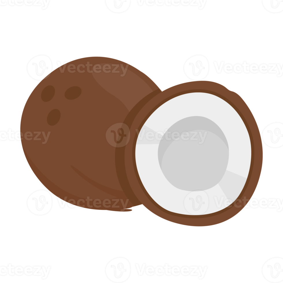 noix de coco coupée en deux. des fruits populaires à boire pour se rafraîchir en été. png