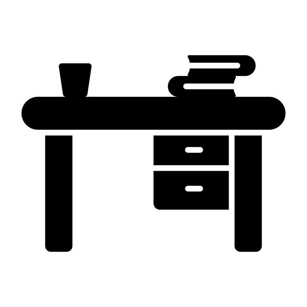 icono de diseño lleno de mesa de estudio vector