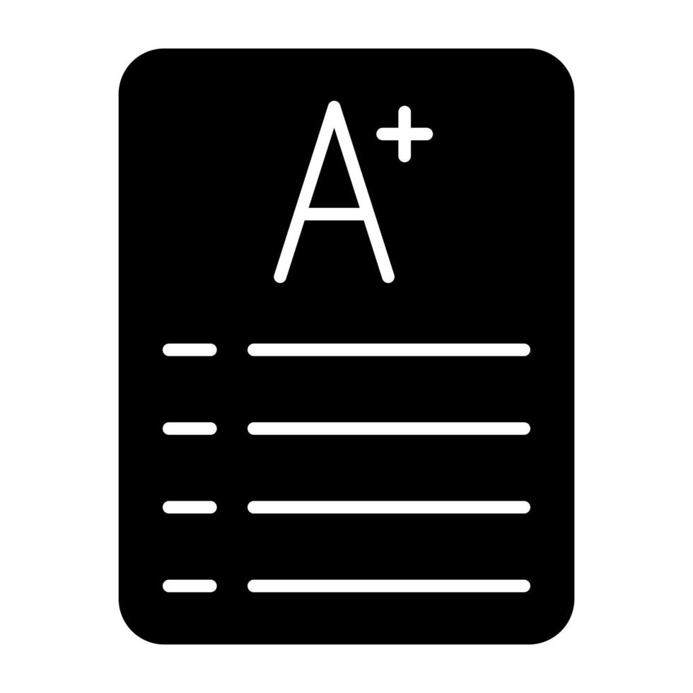 Editable design icon of result sheet vector