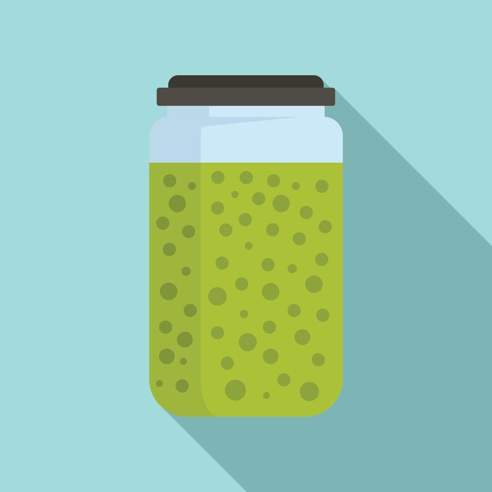 Peas sauce jar icon, flat style vector