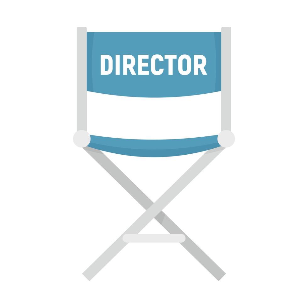 icono de silla de director de cine, estilo plano vector