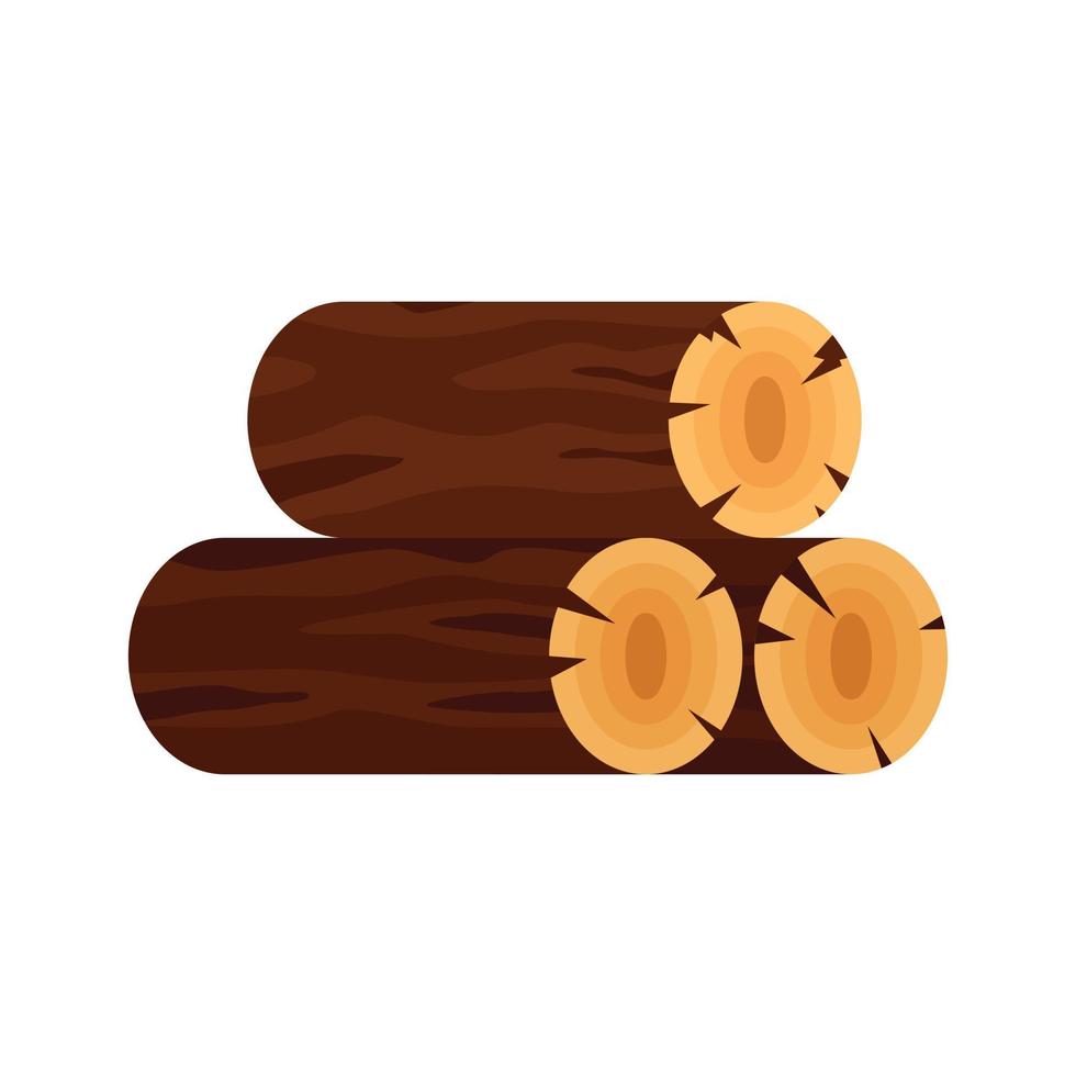 icono de pila de madera, estilo plano vector