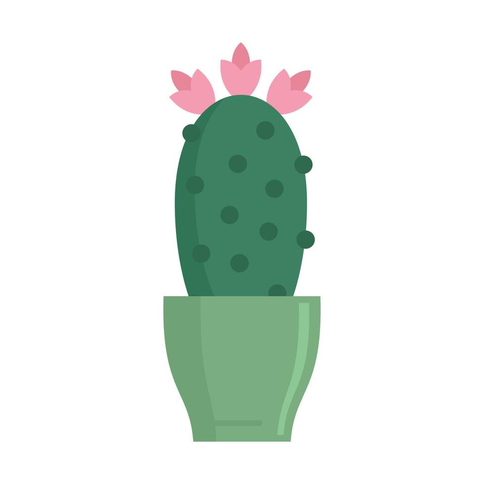 Cactus flower pot icon, flat style vector