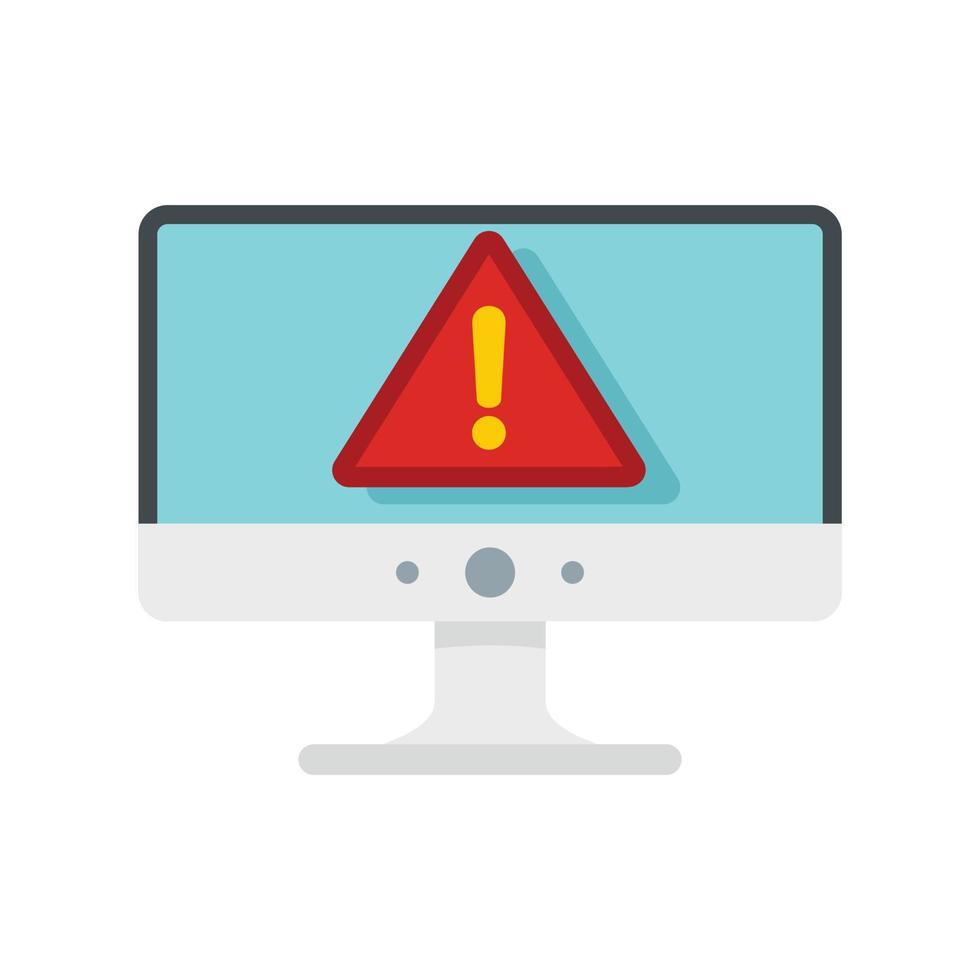 Computer security alert icon, flat style vector