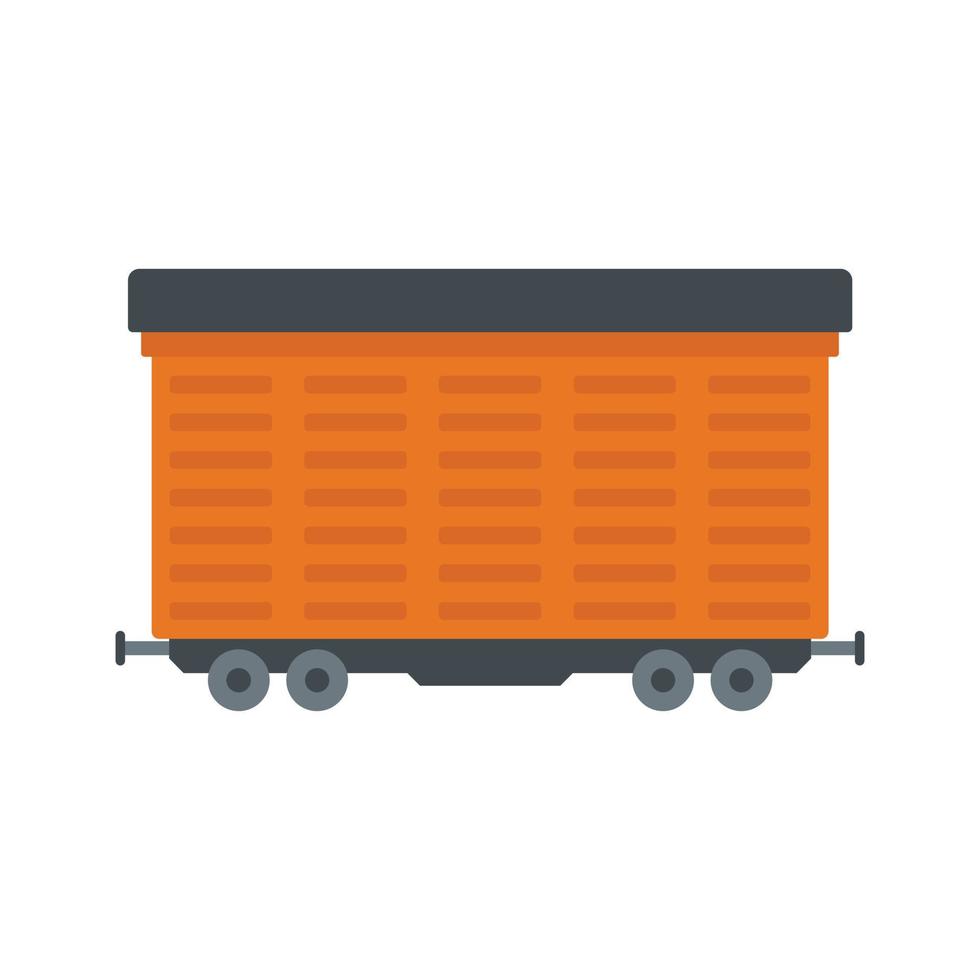 Cargo train wagon icon, flat style vector