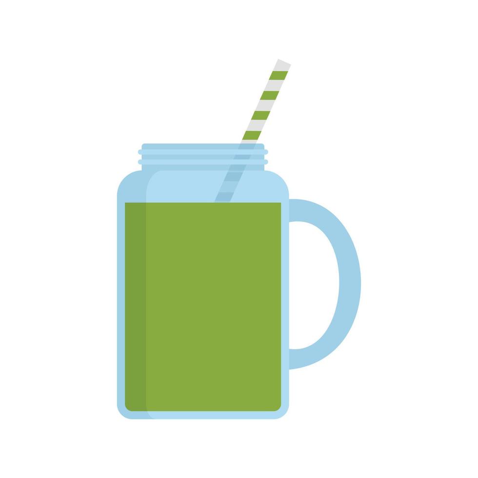 Matcha smoothie jar icon, flat style vector