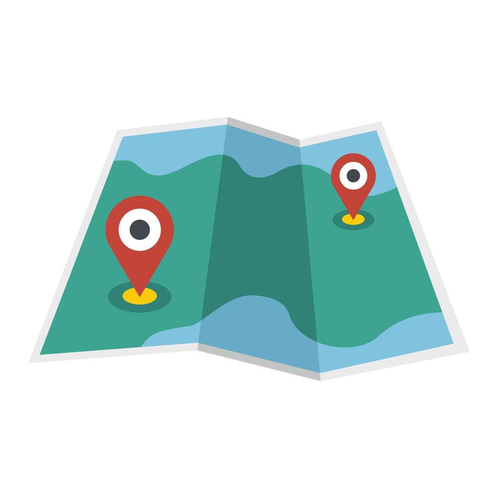 Paper map pin icon, flat style vector