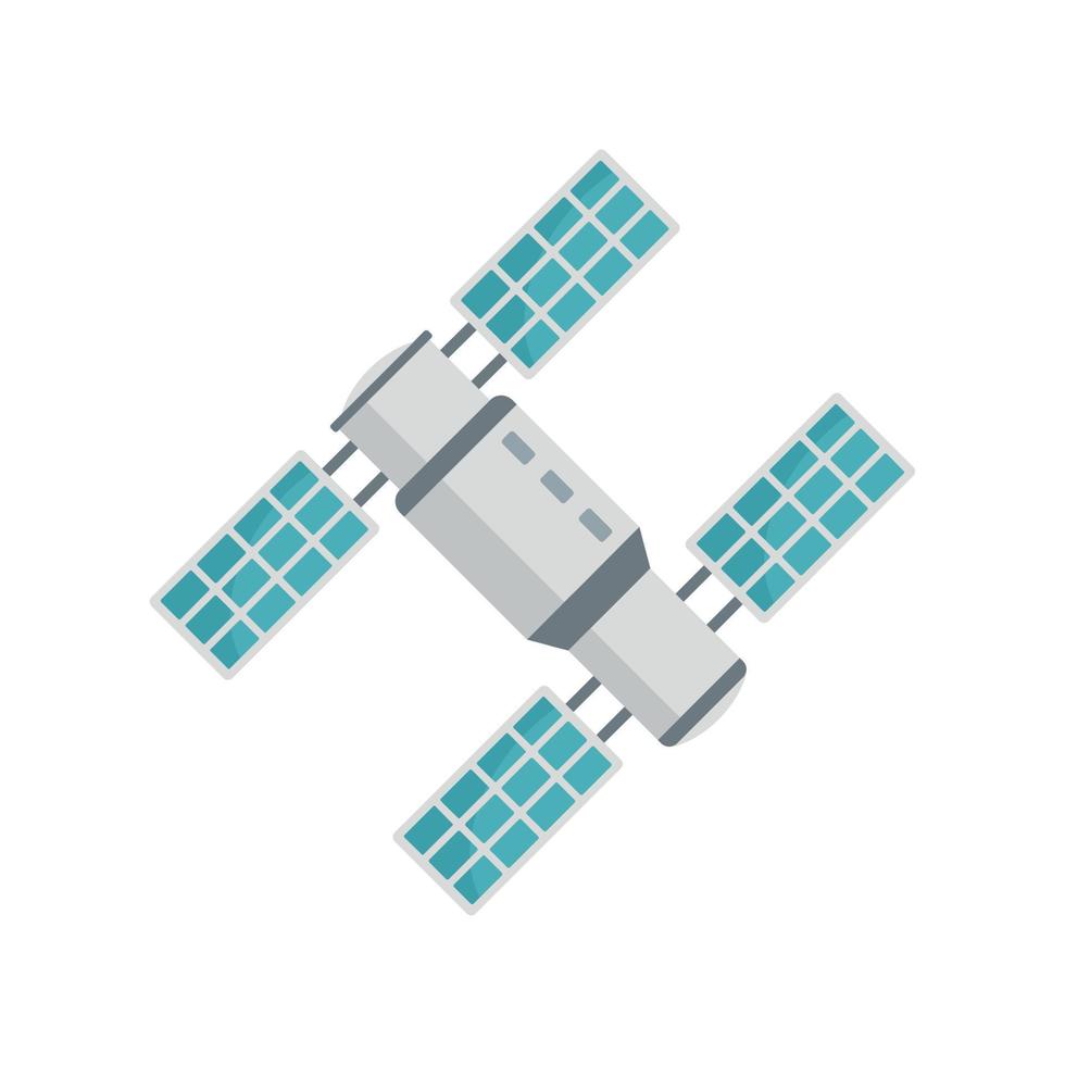 Space station with solar panel icon, flat style vector