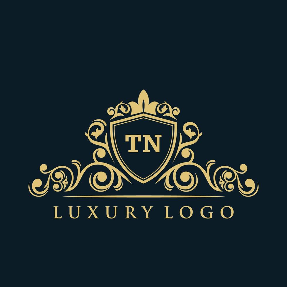 Letter TN logo with Luxury Gold Shield. Elegance logo vector template.