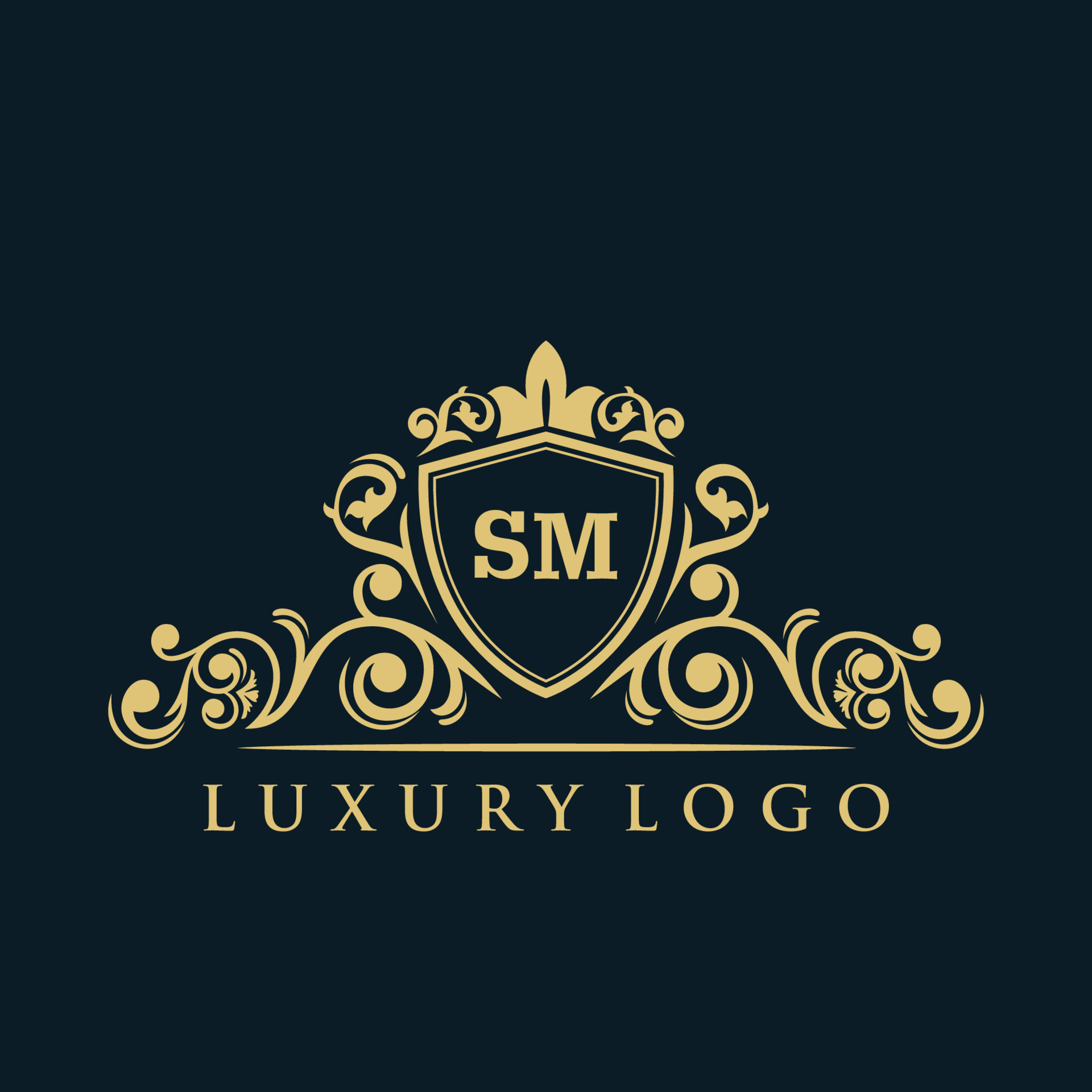 Letter SM logo with Luxury Gold Shield. Elegance logo vector template ...