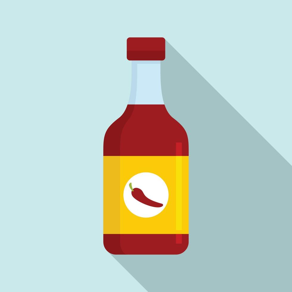 Chili sauce bottle icon, flat style vector