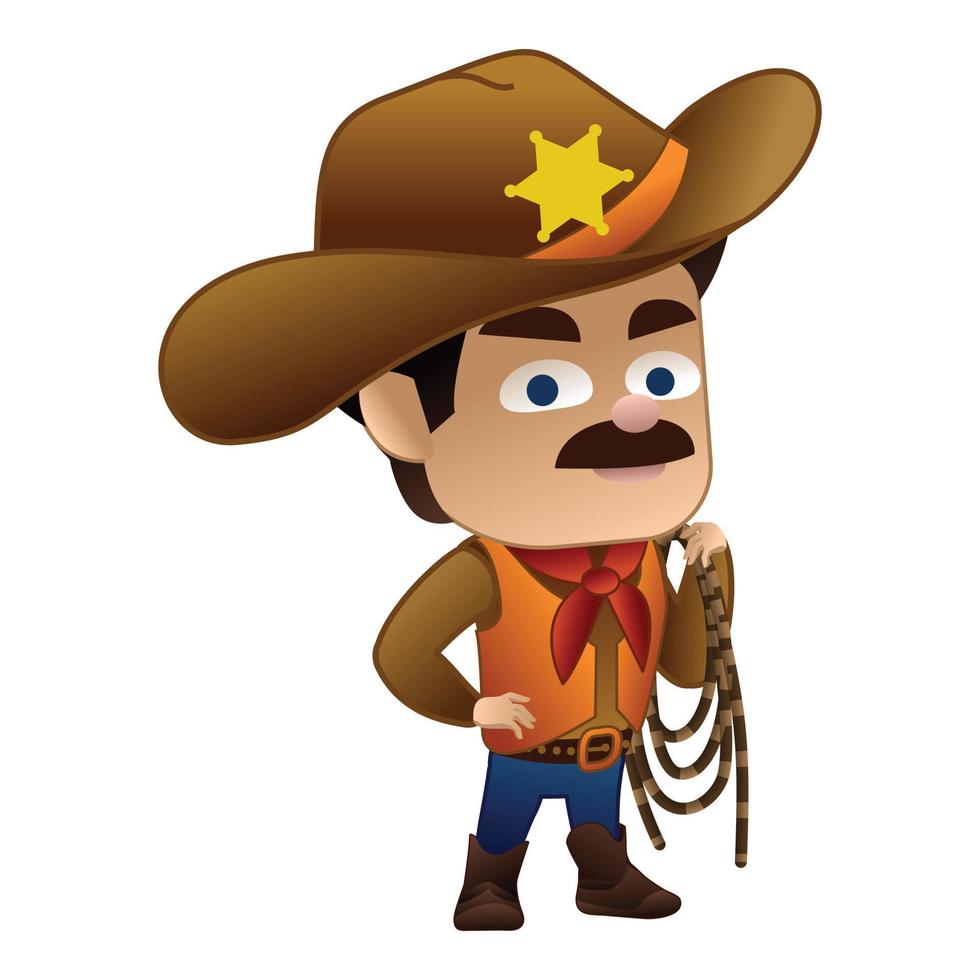 icono de vaquero, estilo de dibujos animados vector