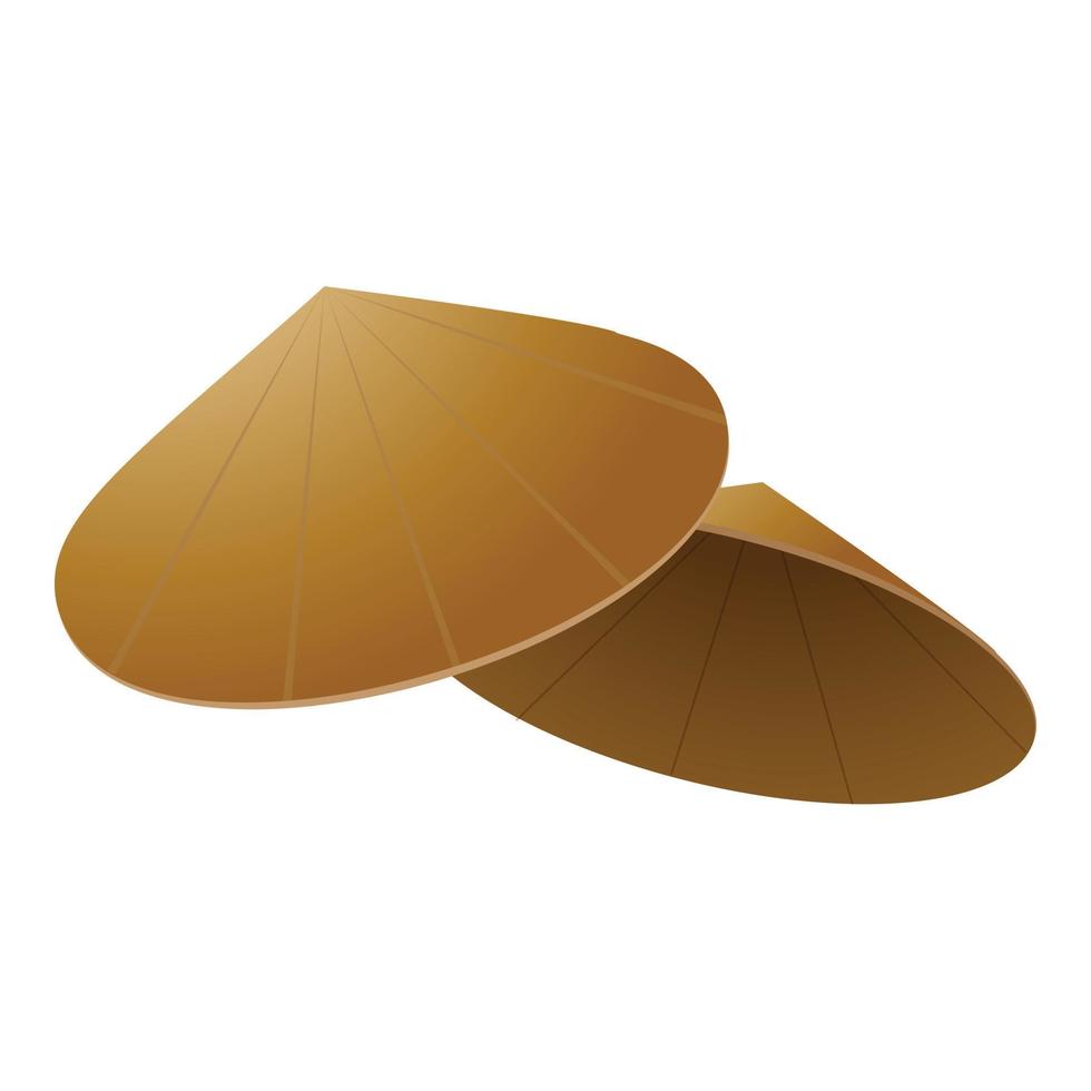 Asian cone hat icon, cartoon style vector