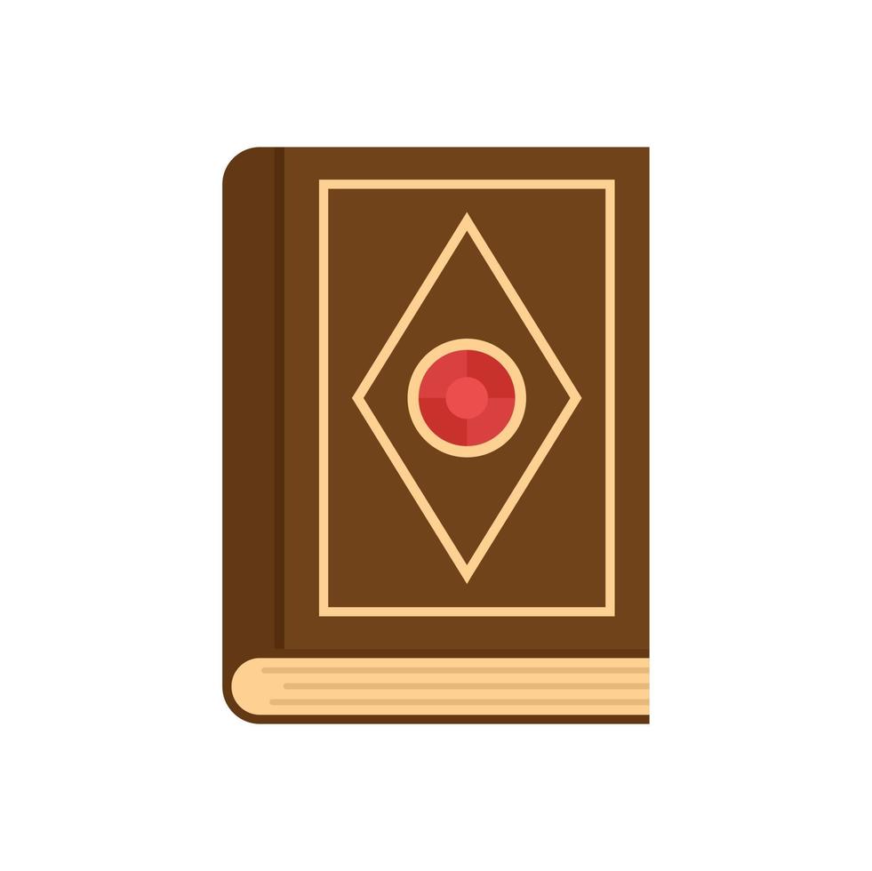 Magic old book icon, flat style vector