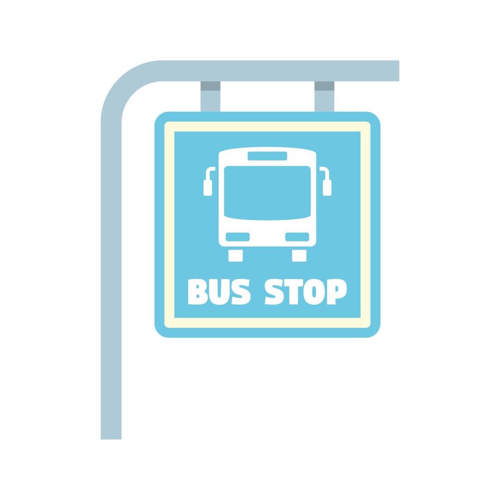 Bus stop sign icon, flat style vector
