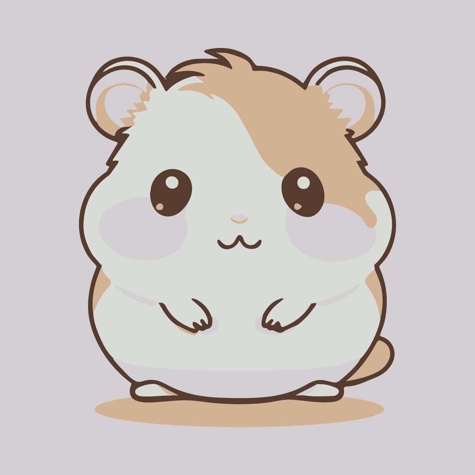 Cute adorable hamster, cartoon illustration of a happy funny baby animal. vector