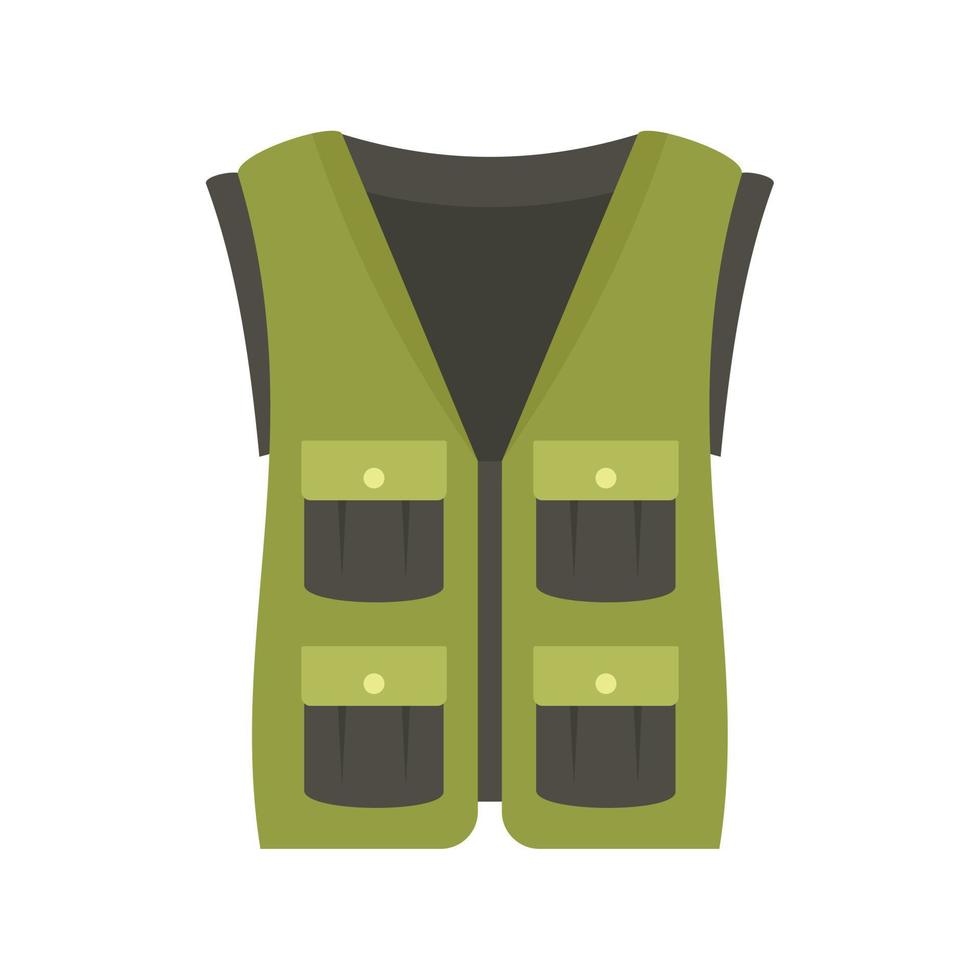 Hunter vest icon, flat style vector