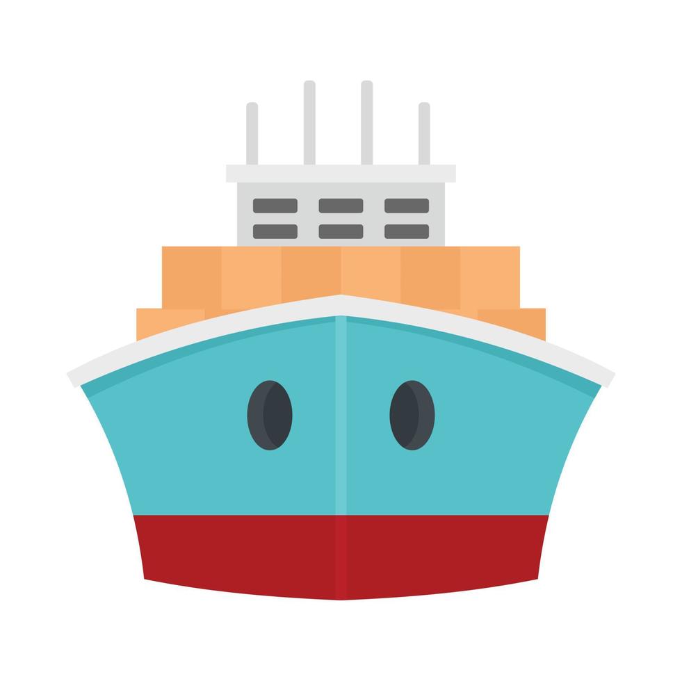 icono de barco portacontenedores delantero, estilo plano vector