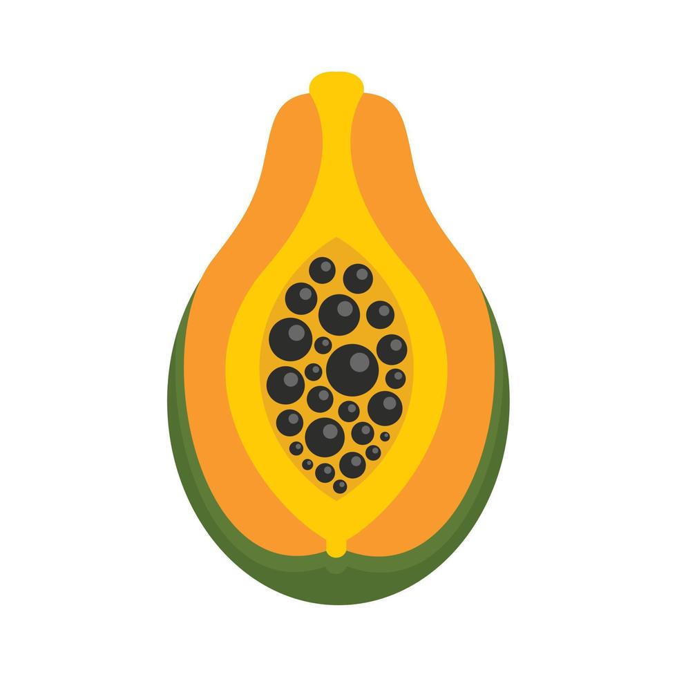 icono de fruta de papaya exótica, estilo plano vector