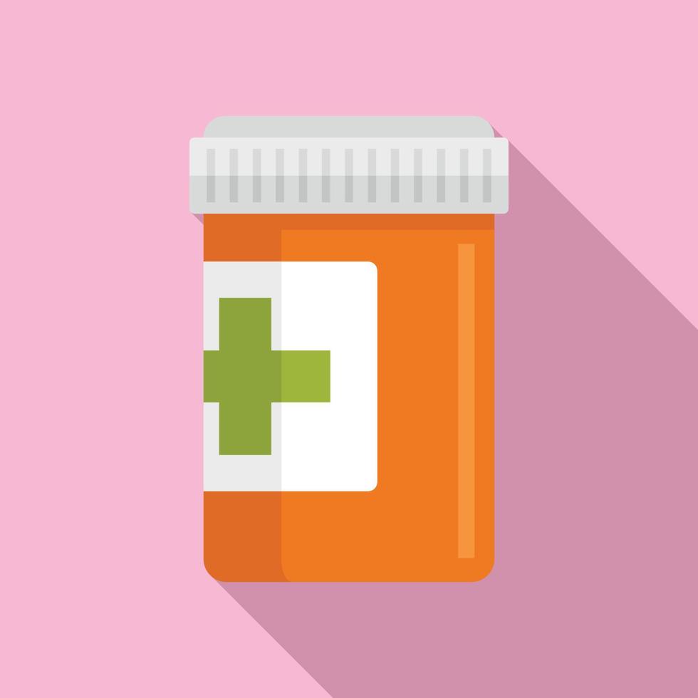 Pills jar icon, flat style vector