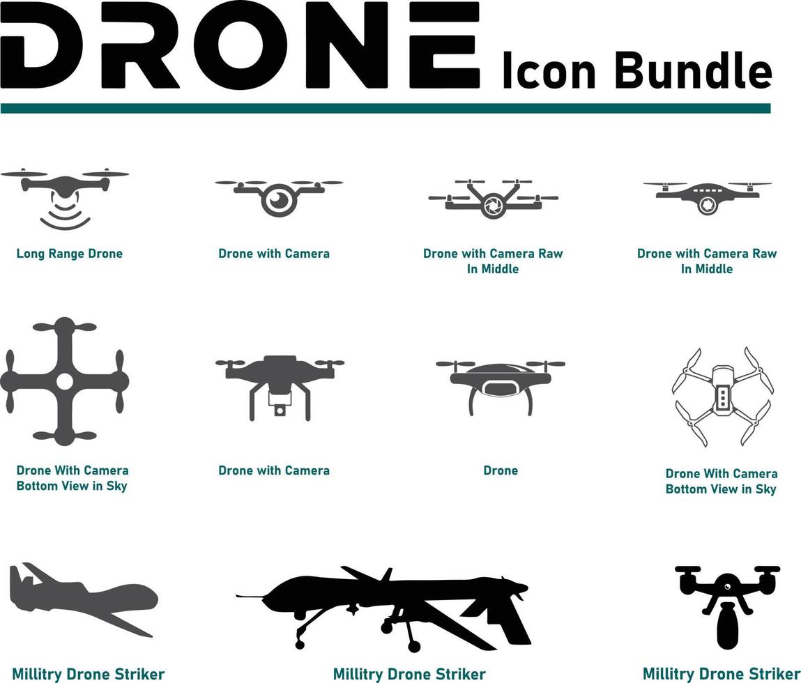 Vector Drone Icon bundle Fully editable and scalable. Best usage for Agriculture, real estate, and different industry