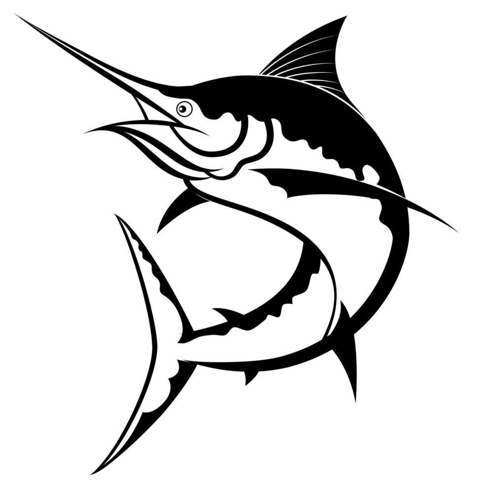 Sailfish Silhouette vector Isolated on white backgroud.