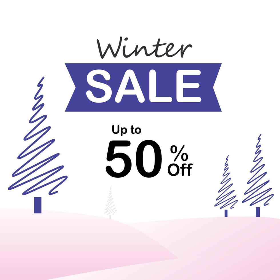 Winter Sale banner,Post template, Christmas sale template vector, Winter pattern vector