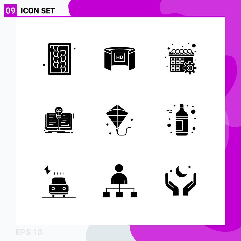 9 Universal Solid Glyphs Set for Web and Mobile Applications kite novel hd idea settings Editable Vector Design Elements