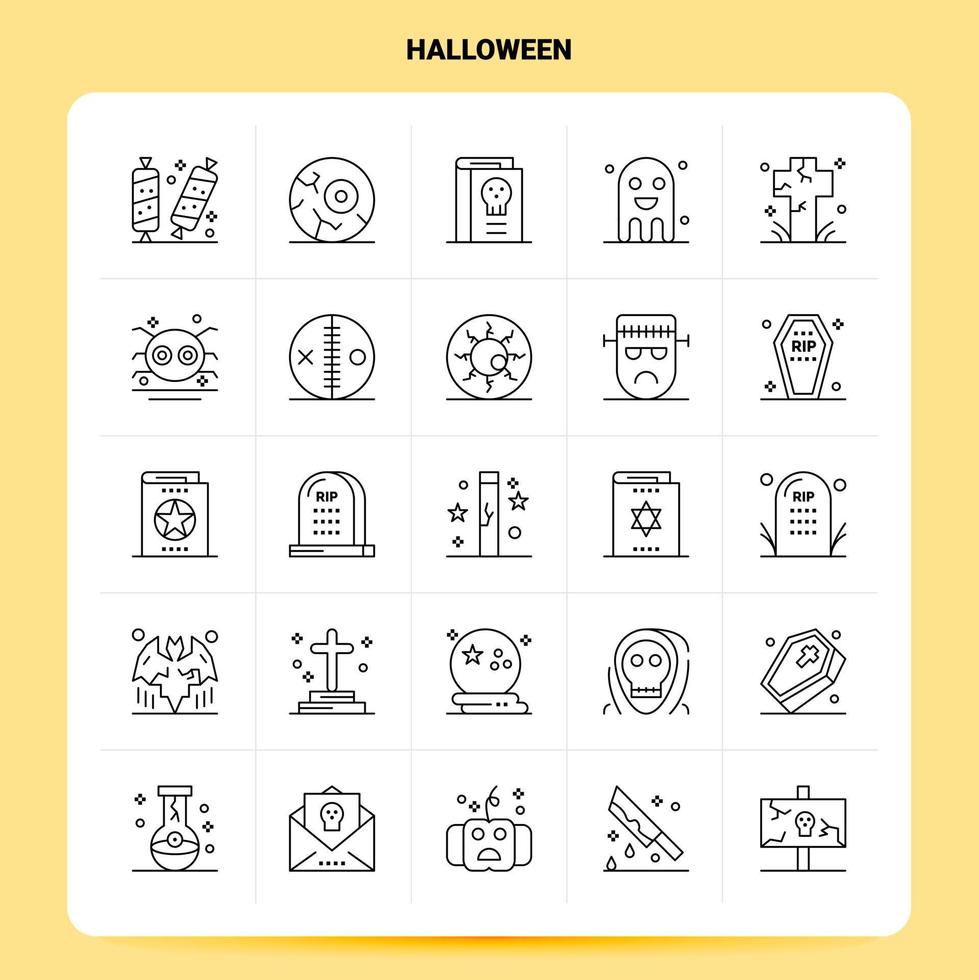 OutLine 25 Halloween Icon set Vector Line Style Design Black Icons Set Linear pictogram pack Web and Mobile Business ideas design Vector Illustration