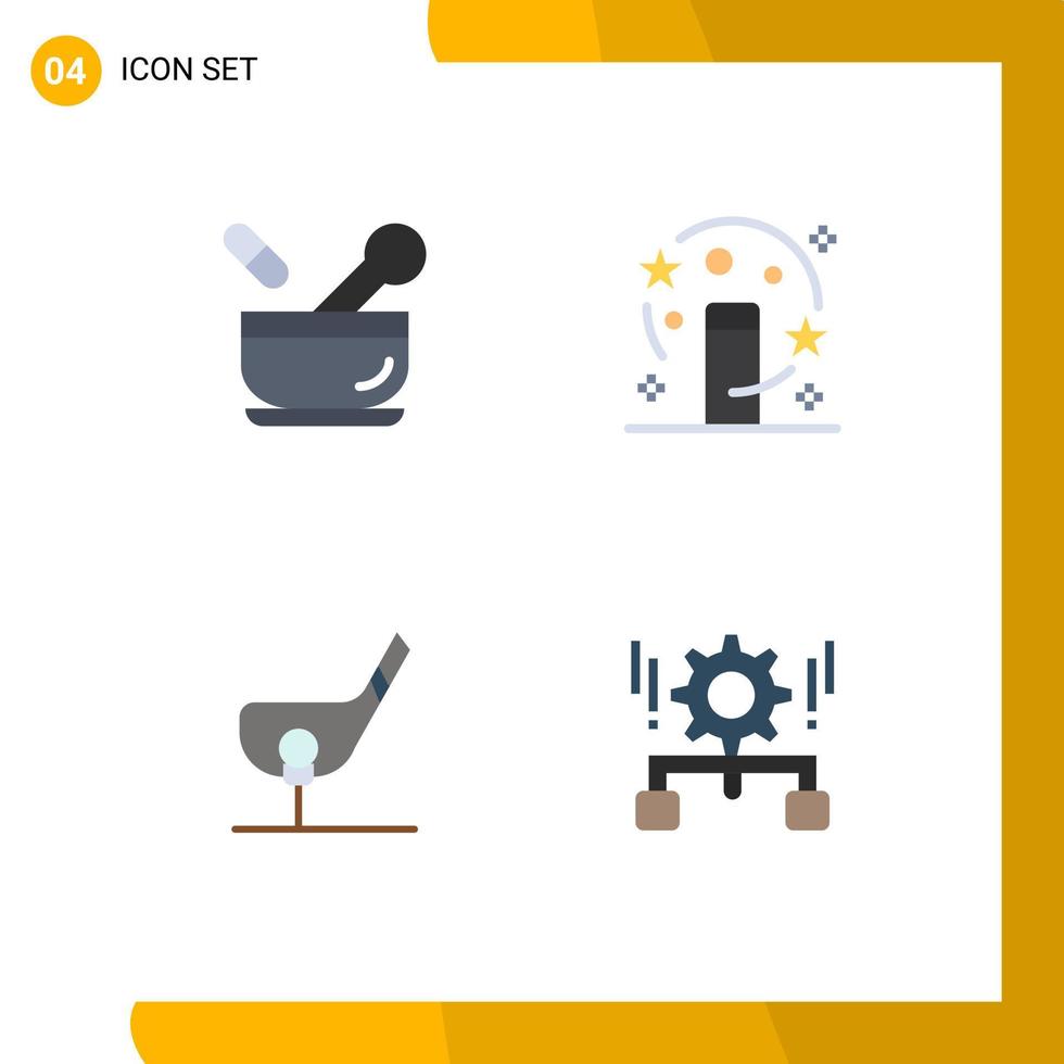 User Interface Pack of 4 Basic Flat Icons of hospital ball soup magician golf Editable Vector Design Elements