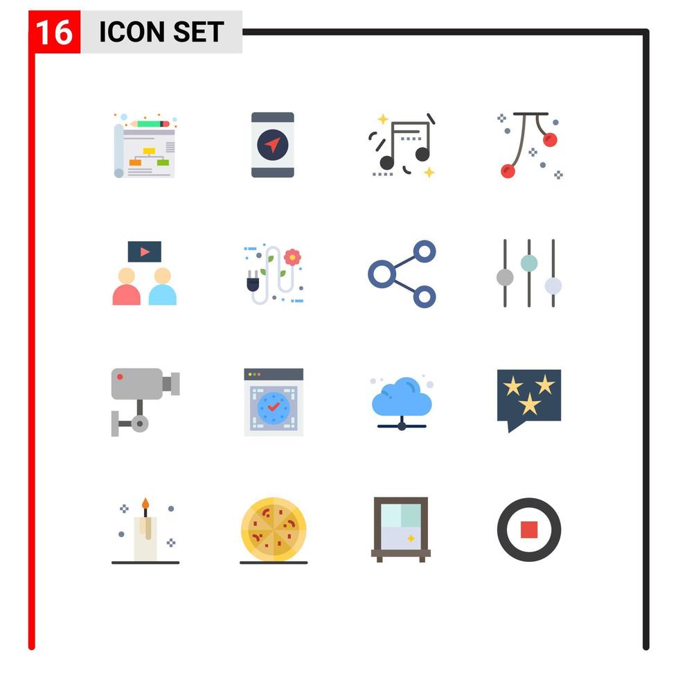 Set of 16 Modern UI Icons Symbols Signs for video man music festival event Editable Pack of Creative Vector Design Elements