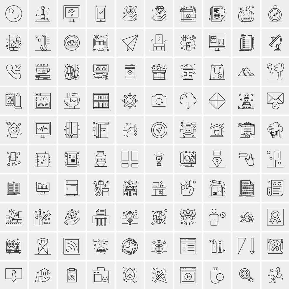 Pack of 100 Universal Line Icons for Mobile and Web vector