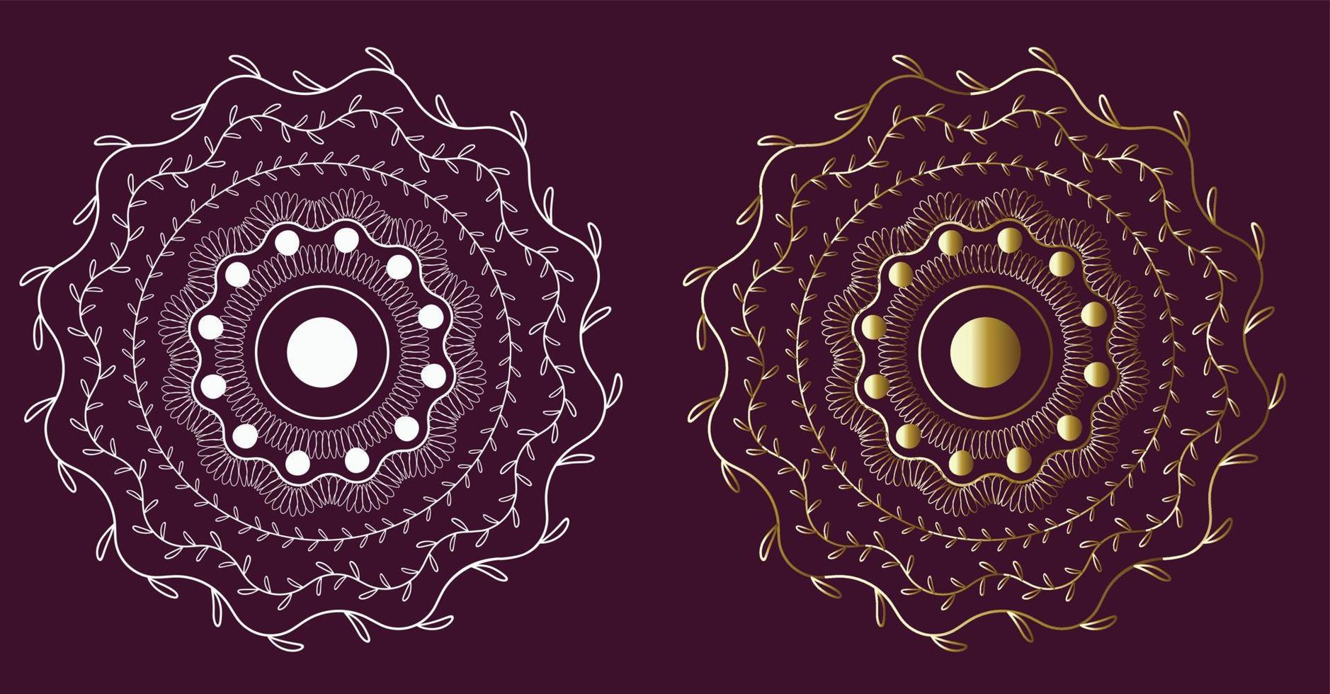 Abstract background lace pattern with gold gradients and white color mandala design in circle vector