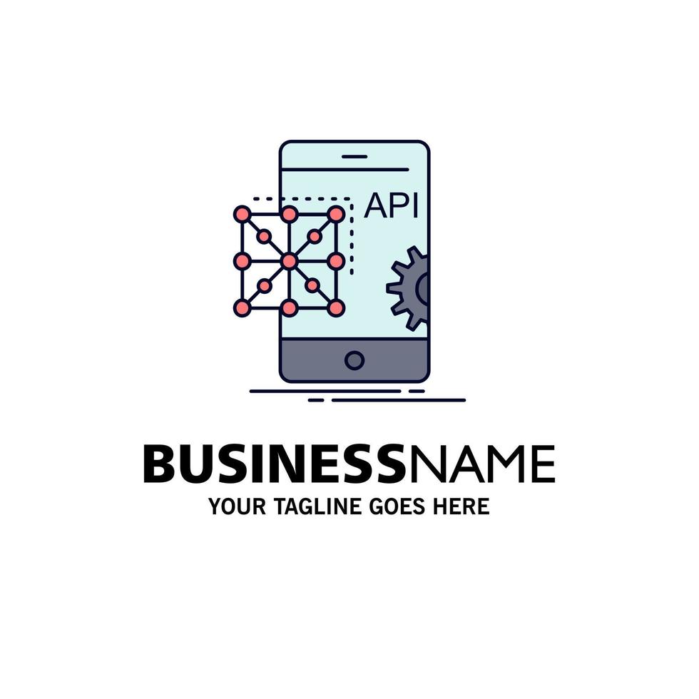 Api Application coding Development Mobile Flat Color Icon Vector