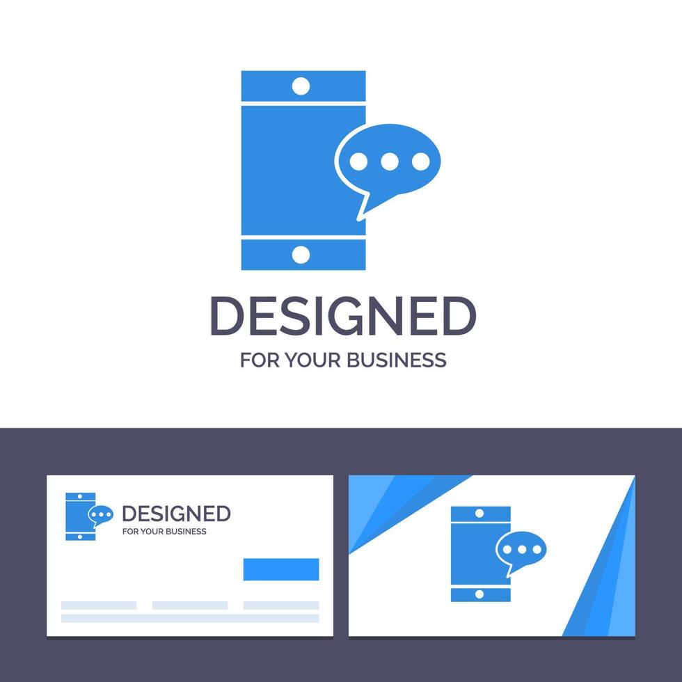 tarjeta de visita creativa y plantilla de logotipo ilustración de vector de celda de chat móvil