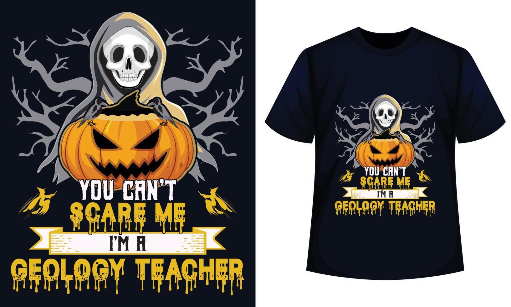 increíble diseño de camiseta de halloween no puedes asustarme soy profesor de ciencias de la geología vector