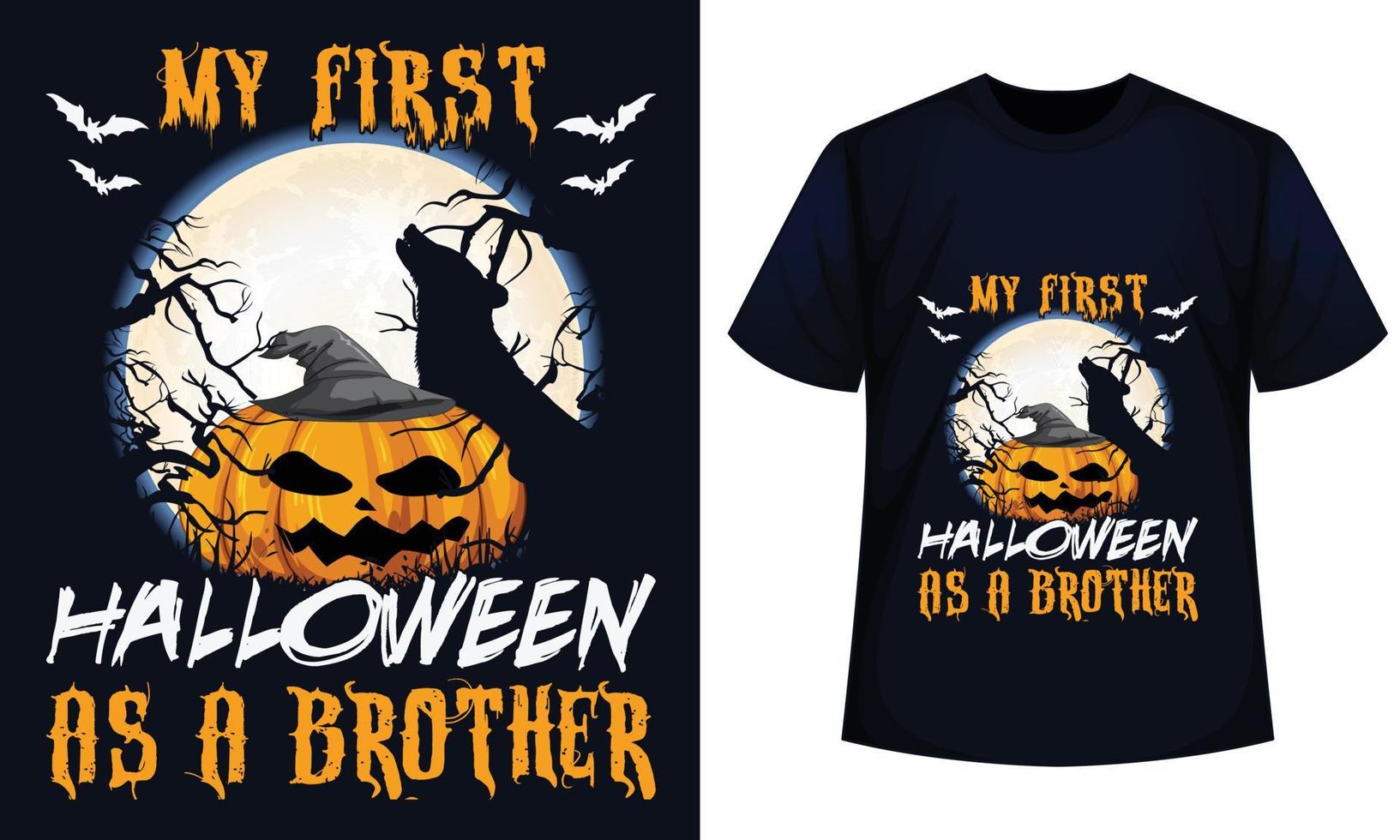 mi primer halloween como hermano increíble diseño de camiseta de halloween vector