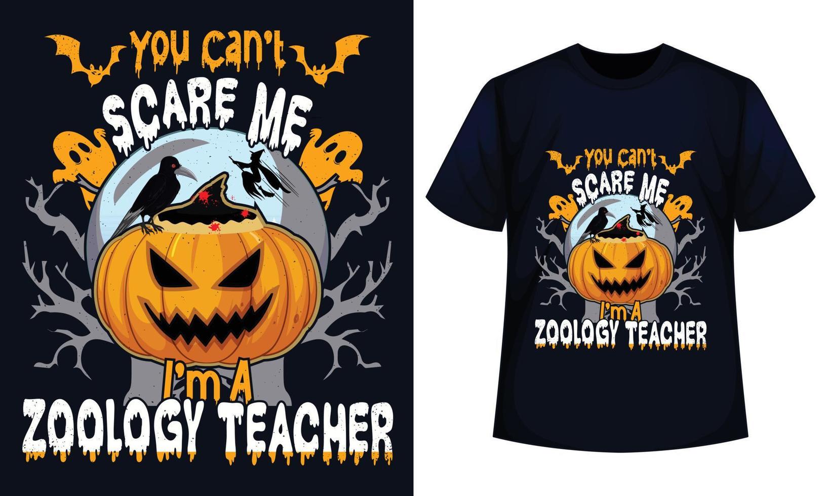 increíble diseño de camiseta de halloween no puedes asustarme soy un no puedes asustarme soy profesor de zoología vector