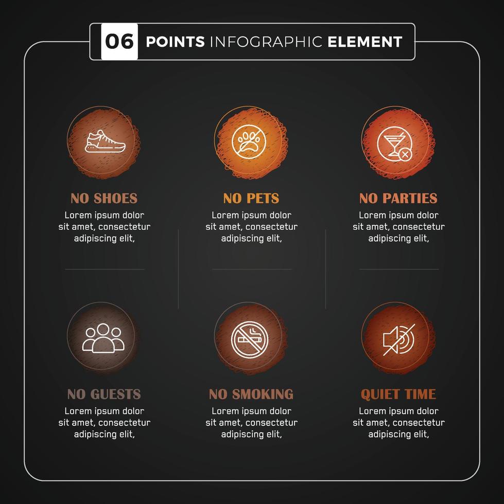 Hand Drawn Six Points Infographic Design Element vector