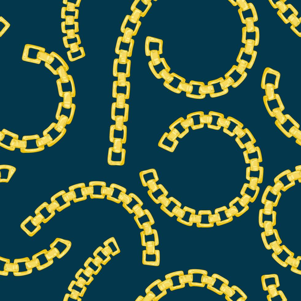 Seamless pattern with retro hand-drawn sketch golden chain on dark background. Drawing engraving texture. Great design for fashion, textile, decorative frame, yacht style card. vector
