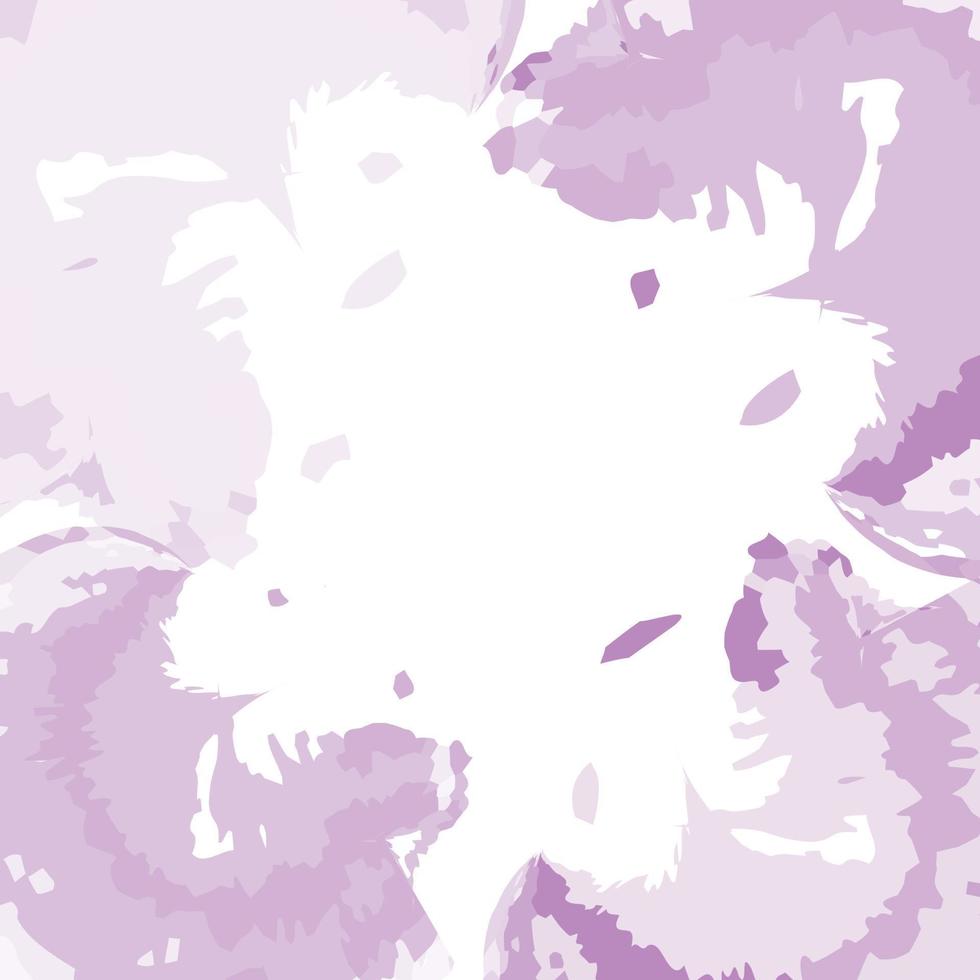 Abstract motley blots in trendy soft lavender hues forming a square frame in watercolor manner. vector