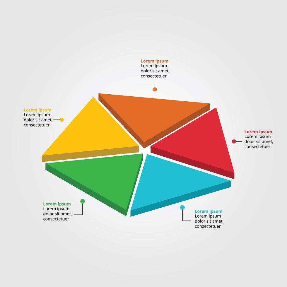 triangle template in pentagon shape for infographic for presentation for 5 element vector