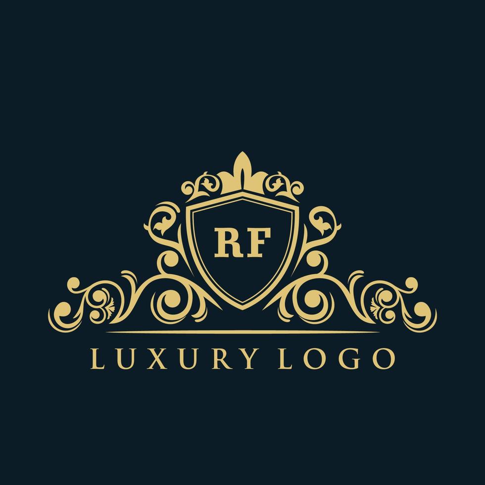 Letter RF logo with Luxury Gold Shield. Elegance logo vector template.