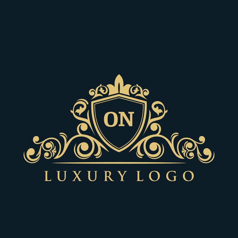 Letter ON logo with Luxury Gold Shield. Elegance logo vector template.