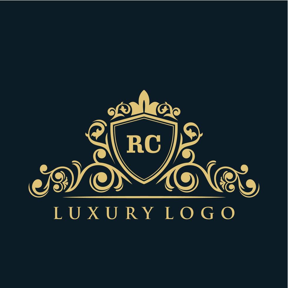 Letter RC logo with Luxury Gold Shield. Elegance logo vector template.