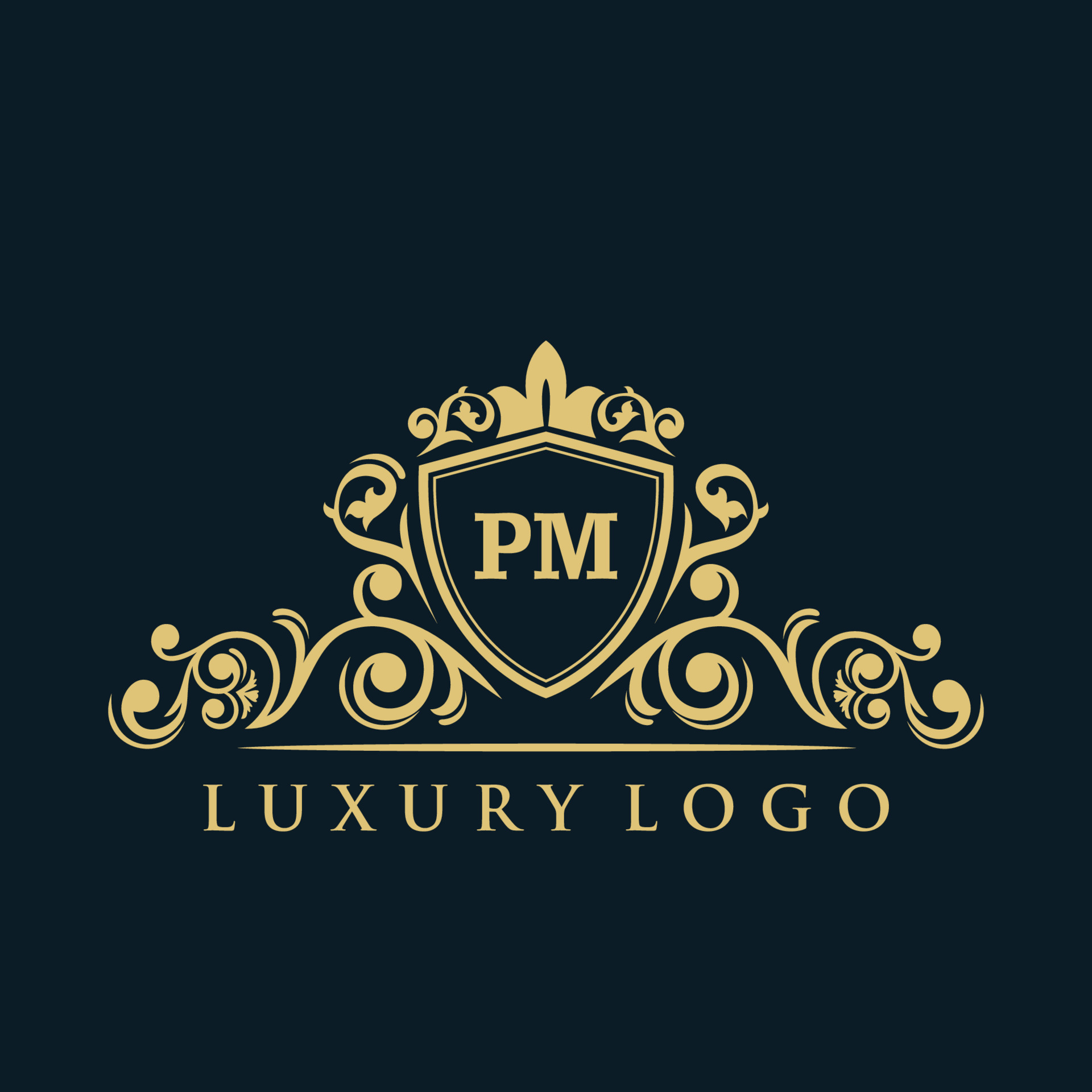 Letter PM logo with Luxury Gold Shield. Elegance logo vector template.  14477859 Vector Art at Vecteezy