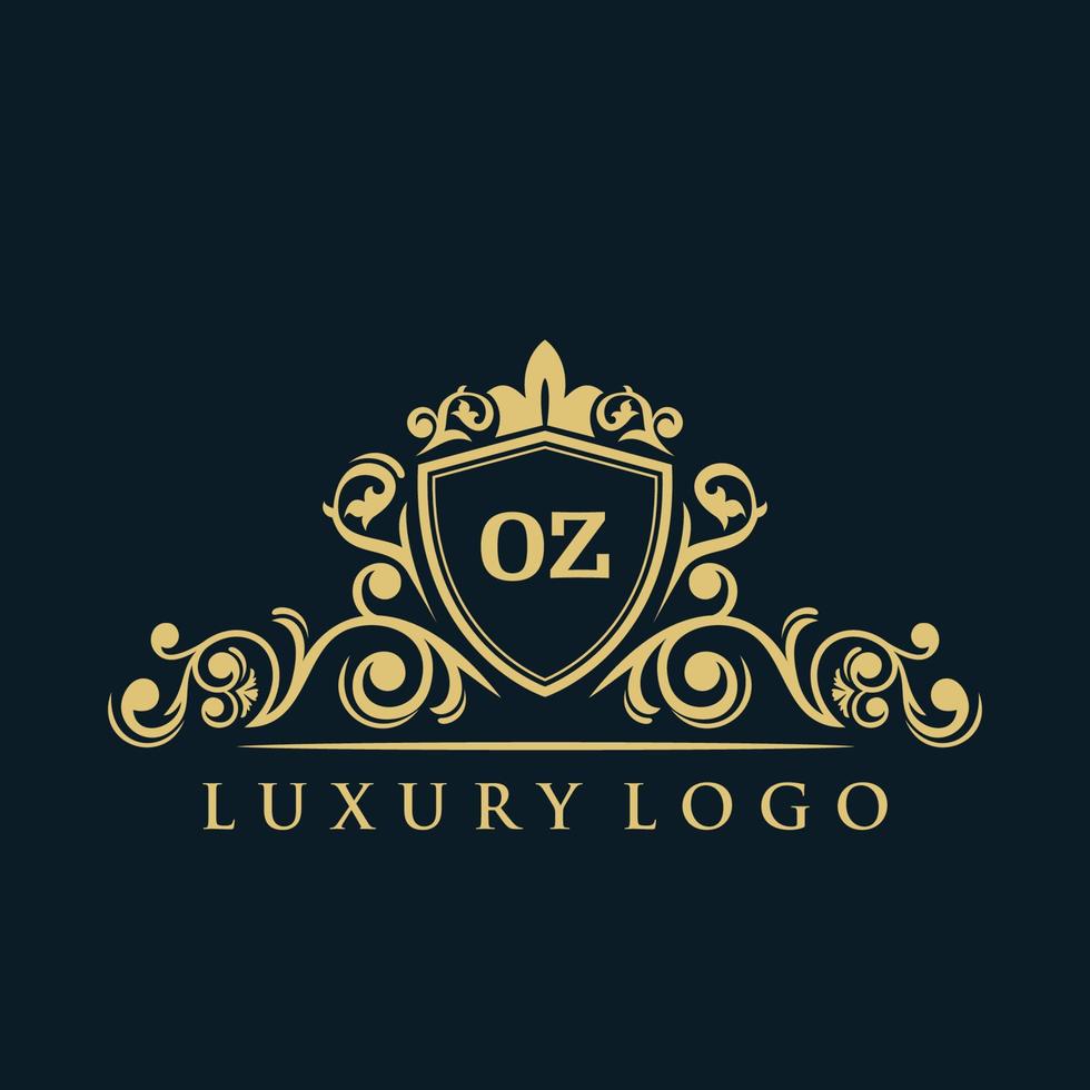 Letter OZ logo with Luxury Gold Shield. Elegance logo vector template.