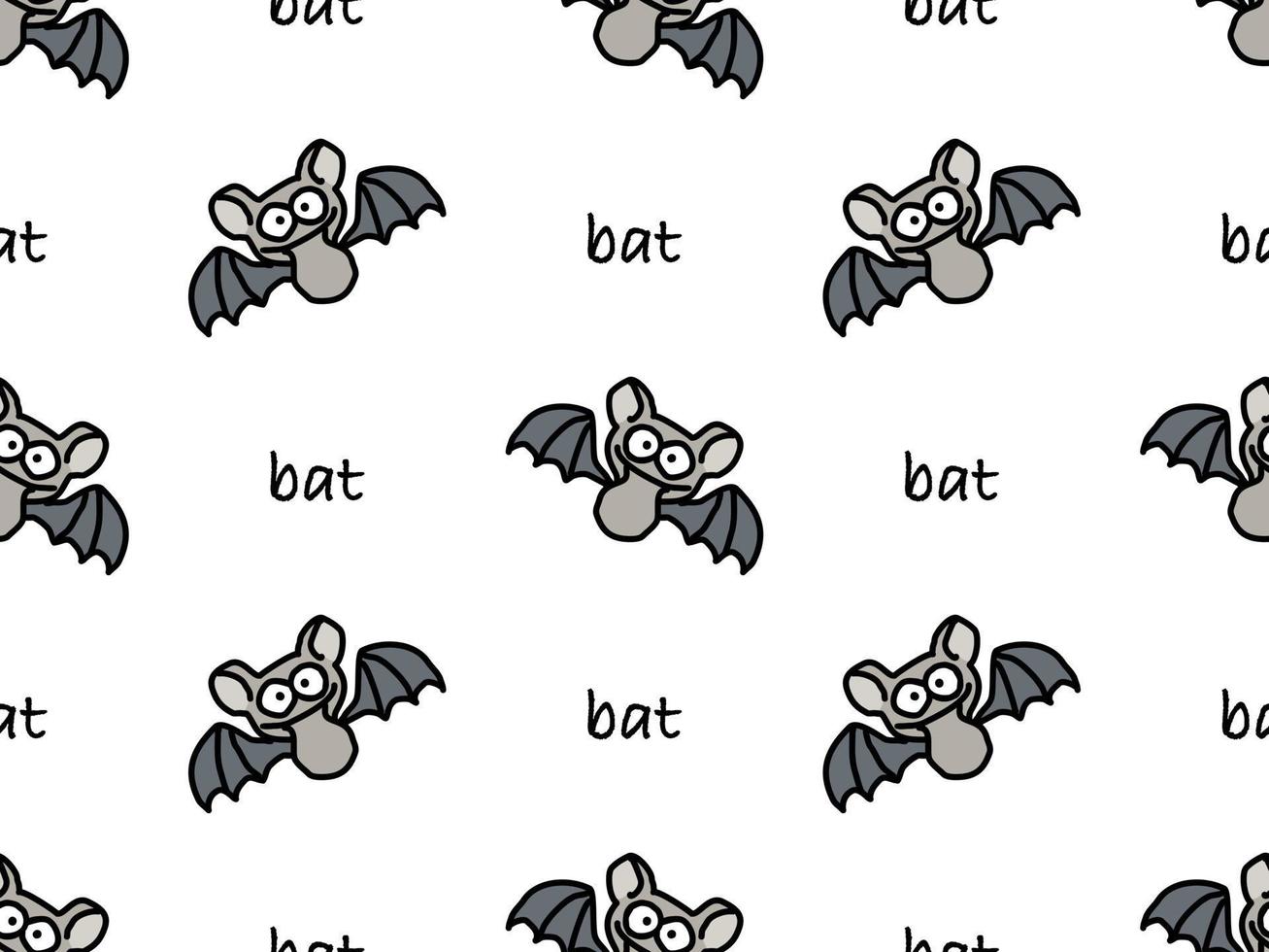 Bat personaje de dibujos animados de patrones sin fisuras sobre fondo blanco. vector